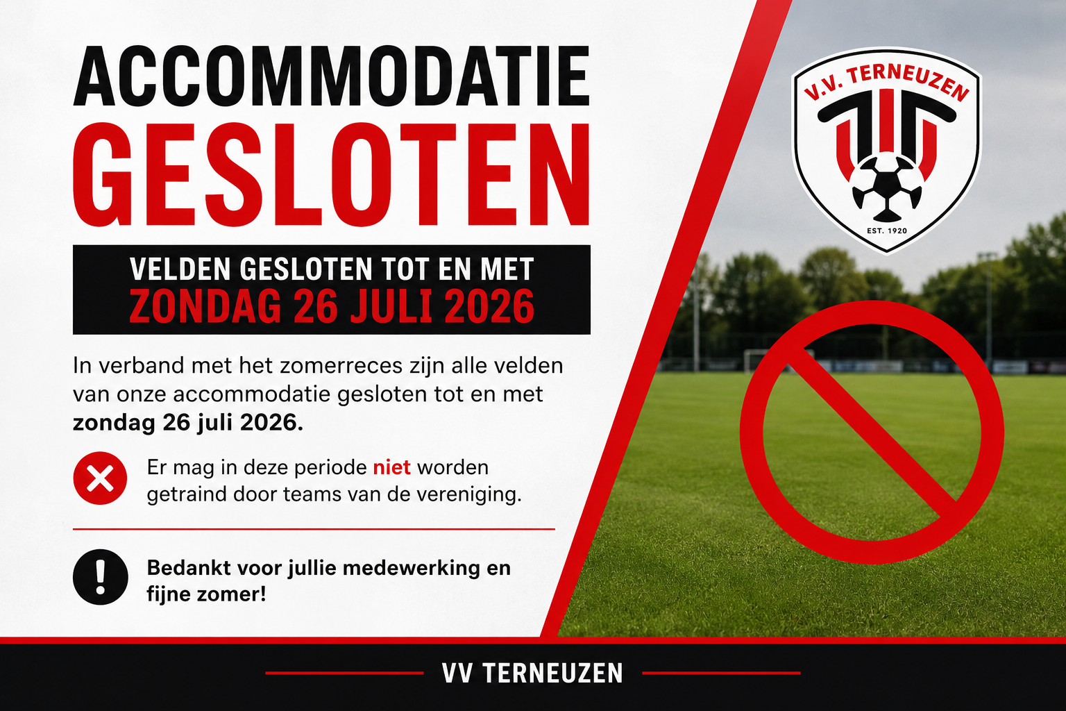 Zomersluiting accommodatie